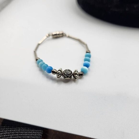 Sterling Silver and Tiger Eye Beaded Children's Bracelet - Picture 2 of 4